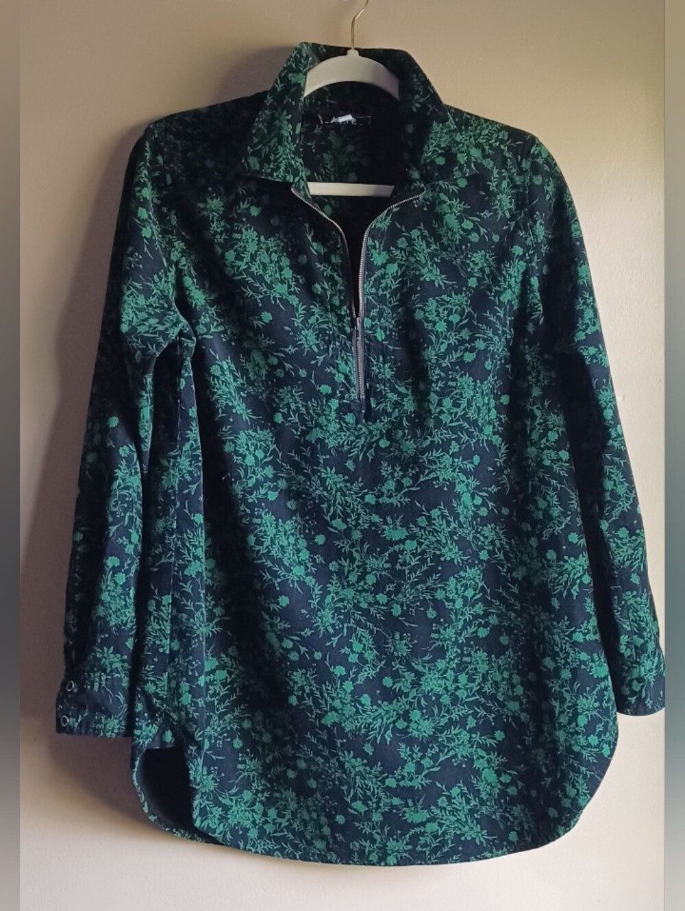 JOHNNY WAS WORKSHOP, corduroy Blouse In Green And Black S